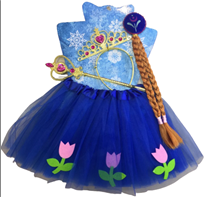 סט נסיכת הקרח כחול כולל כתר צמה ושרביט על כארד/ ארוז בשקית PVC עם כארד  / 6 יחידות במארז