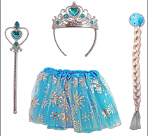 סט נסיכת הקרח תכלת כולל כתר צמה ושרביט על כארד/ ארוז בשקית PVC עם כארד  / 6 יחידות במארז