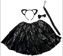 סט חתול 4 חלקים קשת זנב פפיון וחצאית 40 ס"מ 2 שכבות/ 6 יחידות במארז