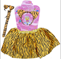 סט נמרה צהוב 4 חלקים קשת זנב פפיון וחצאית על כארד/ ארוז בשקית PVC עם כארד  / 6 יחידות במארז