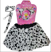 סט פרה 4 חלקים קשת זנב פפיון וחצאית על כארד/ ארוז בשקית PVC עם כארד  / 6 יחידות במארז