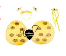 סט כנפיים דבורה כולל קשת ושרביט בשקית PVC עם כארד  / 3 יחידות במארז