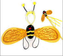 סט כנפיים דבורה כולל קשת ושרביט בשקית PVC עם כארד  / 3 יחידות במארז