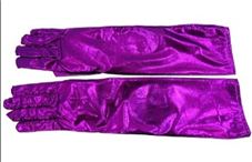 זוג כפפות ארוכות 38 ס"מ חלקות ורוד  לייקרה בשקית PVC עם כארד/ ארוז 6 י'ח במארז