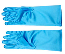 זוג כפפות נסיכת הקרח כחול קצר 24 ס"מ  בשקית PVC עם כארד / ארוז 6 יחידות בשקית