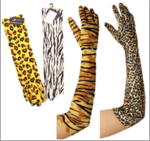 כפפות מנומרות ארוך 38 ס"מ בשקית PVC עם כארד, 6 יחידות במארז, 2 מדגם