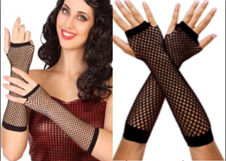 זוג כפפות רשת ארוך שחור בשקית PVC עם כארד ארוז 6 יחידות במארז