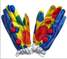 כפפות ליצן 20 ס"מ בשקית PVC עם כארד / 6 יחידות במארז