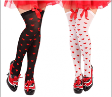 גרביון לבבות ירכית נערות/ נשים מלא עם פפיון לבן/ 6 יח במארז