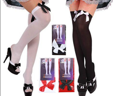 גרביון ירכית נערות/ נשים מלא עם פפיון לבן שחור אדום מיקס/ 6 יח במארז