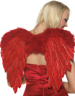 כנפי נוצות אדום 45 ס"מ בשקית PVC עם כארד  / 6 יחידות במארז