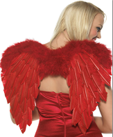 כנפי נוצות אדום 80 ס"מ בשקית PVC עם כארד  / 6 יחידות במארז