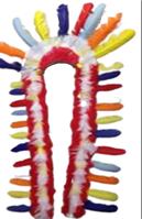 כתר אינדיאני נוצות ארוך מפואר בשקית PVC עם כארד/ 6 יח במארז