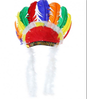 כתר אינדיאני נוצות צבעוני בשקית PVC עם כארד/ 6 יח במארז