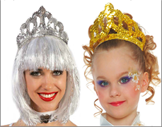 כתר פאייטים מפואר בשקית PVC עם כארד 3 זהב 3 כסף/ 6 יחידות במארז