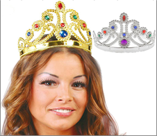 כתר מלכה מפואר בשקית PVC עם כארד / 6 יחידות במארז /4 זהב 2 כסף