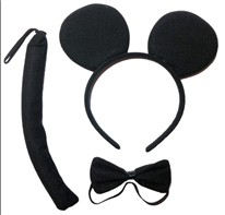 סט מיקי 3 חלקים קשת זנב ופפיון על כארד/ 6 יחידות במארז