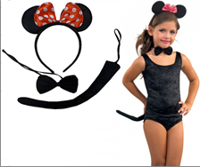 סט עכברה 3 חלקים קשת זנב ופפיון על כארד/ 6 יחידות במארז