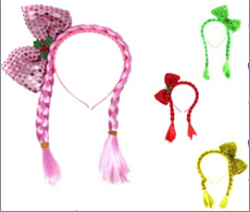 קשת צמה שיער פפיון על כארד מיקס צבעים/  6 יחידות במארז