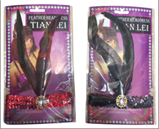 סרט פאייטים 2 נוצות ואבן שנות ה 20 בכארד מיקס צבעים/ 12 יחידות במארז