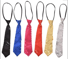 עניבות פאייטים על כארד מיקס צבעים  / 12 יחידות במארז