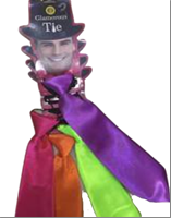 עניבות בד מבריקות על כארד מיקס צבעים  / 6 יחידות במארז