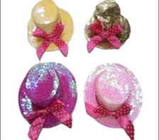 כובע קליפס קטן פאייטים מיקס צבעים 12 יחידות במארז