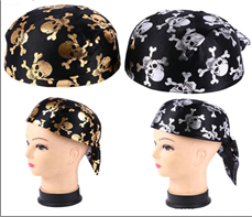 כובע בנדנה פיראט גולגולות זהב כסף / 6 יחידות במארז