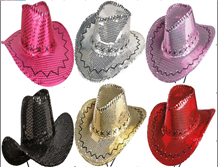 כובע קאובוי פאייטים / 6 יחידות המארז