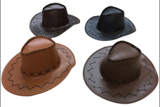 כובע קאובוי ילדים דמוי עור / 6 יחידות המארז