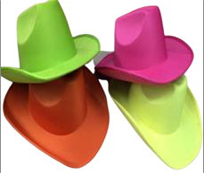 כובע קאובוי נאון / 6 יחידות המארז