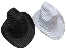 כובע קאובוי שחור לבן פסים  / 6 יחידות המארז