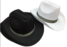 כובע קאובוי שחור לבן  / 6 יחידות המארז