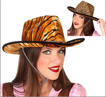 כובע קאובוי נמר מיקס 2 דגמים / 6 יחידות המארז