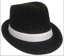 כובע גנגסטר פסים שחור לבן / 6 יחידות המארז