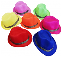 כובע גנגסטר זוהר עם פס מיקס צבעים / 12 יחידות המארז