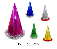 כובע ליצן קונוס 34 ס"מ כל אחד עם ברקוד מיקס 6 צבעים/ 10 יחידות במארז