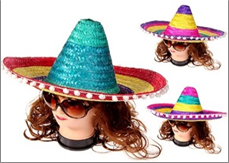 כובע מקסיקני פונפונים 50 ס"מ / 6 יחידות במארז