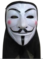 מסכת ונדטה אנונימוס עם כיסוי ראש שחור בשקית PVC עם כארד/ 6 יחידות במארז