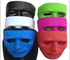 מסכת קרח מיקס צבעים  עם כיסוי ראש שחור בשקית PVC עם כארד/ 12 יחידות במארז