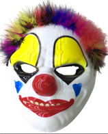 מסכה קשיחה ליצן מפחיד בשקית PVC עם כארד/ 6 יחידות במארז