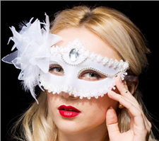 מסכת כלה פרח - לבנה בשקית PVC עם כארד/ 12 יחידות במארז