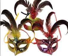 מסכת נוצות- מיקס צבעים בשקית PVC עם כארד/ 12 יחידות במארז