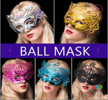 מסיכה נשף ונציה מיקס צבעים בשקית PVC עם כארד/ 12 יחידות במארז