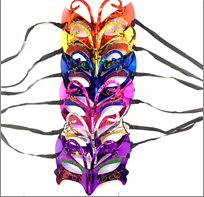 מסיכה ונציה פרפר מיקס צבעים בשקית PVC עם כארד/ 12 יחידות במארז