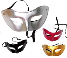 מסיכה ונציה חלק בשקית PVC עם כארד/ 12 יחידות במארז מיקס צבעים