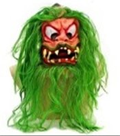 מסיכה מפחידה מפלצת ירוקה לאטקס  בשקית PVC עם כארד / 3 יחידות במארז