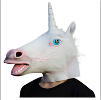 מסכה לאטקס סוס חד קרן לבן עם כארד  /6 יחידות במארז