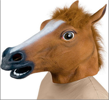 מסכה לאטקס סוס חום עם כארד  /3 יחידות במארז
