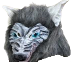 מסכה לאטקס זאב בשקית PVC עם כארד / 3 יחידות במארז